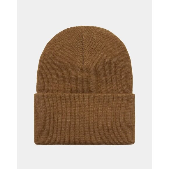 Carhartt Tonal Patch Rib Knit Beanie Hat Brown Mens OS Work Outdoor Hipster Logo - Picture 6 of 7